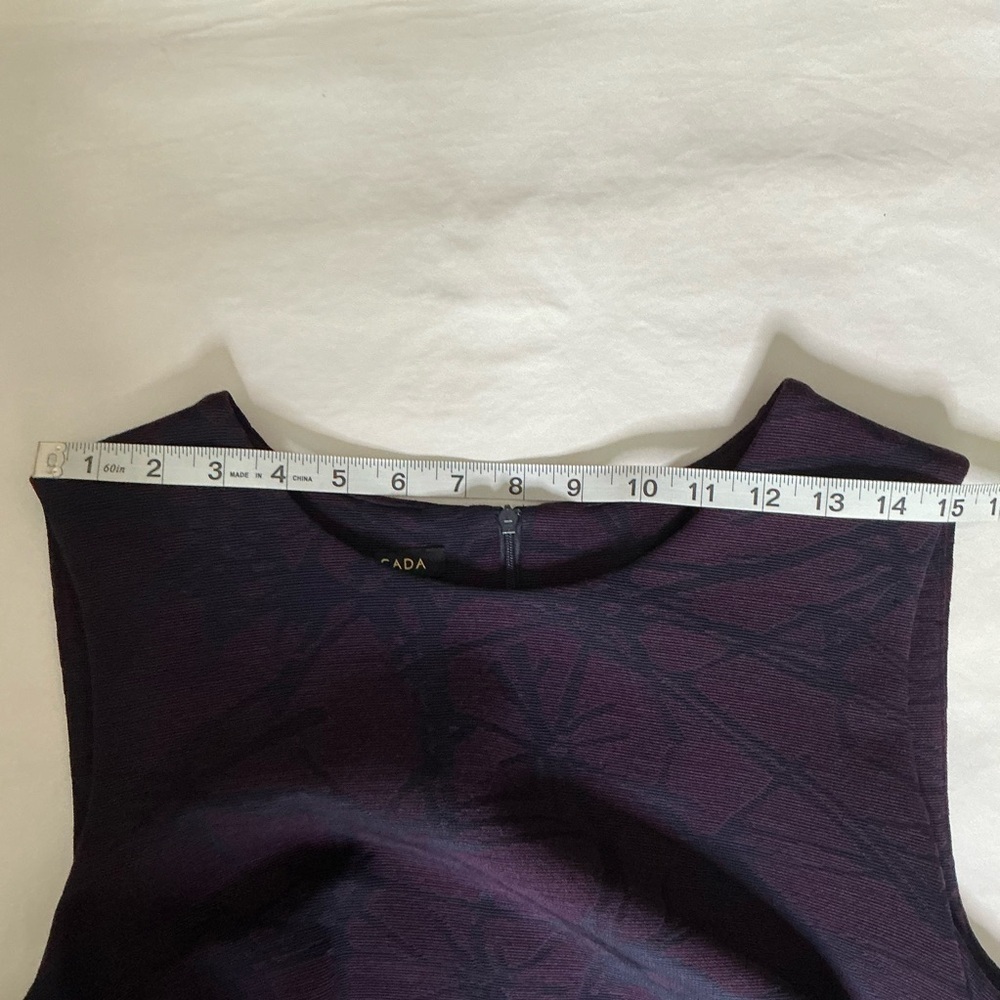 Escada Ruched Jacquard Print Sheath Midi Dress Purple Size 42 - Picture 12 of 16